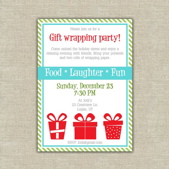 Items similar to printable gift wrapping party invitation holiday