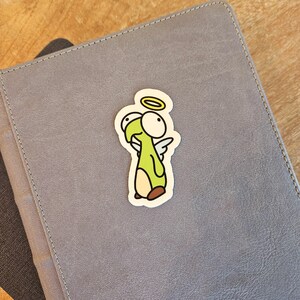Cute Cartoon Vinyl Sticker, Derpy Monster Angel Sticker,1.4” x 2.5” Vinyl Decal, Cartoon Art Sticker, Gift for Kids