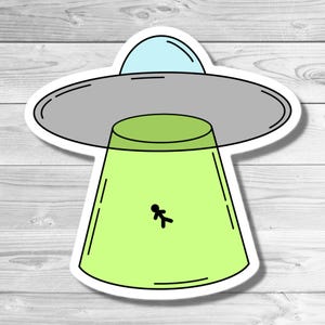UFO Alien Abduction Sticker: Funny Sci-Fi Vinyl Decal