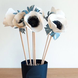Anemone di carta / Fiori di carta / Piante di carta / Regalo per il primo anniversario / Regalo per la Festa della Mamma / Fiori in vaso