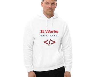 Zabawna bluza z kapturem programisty | Działa, nie dotykaj