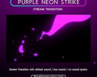 Purple Neon Strike Stream Transition, Cute Stinger, Colorful Neon Animated Transition OBS,  Stinger Twitch, Animated Stream Transition
