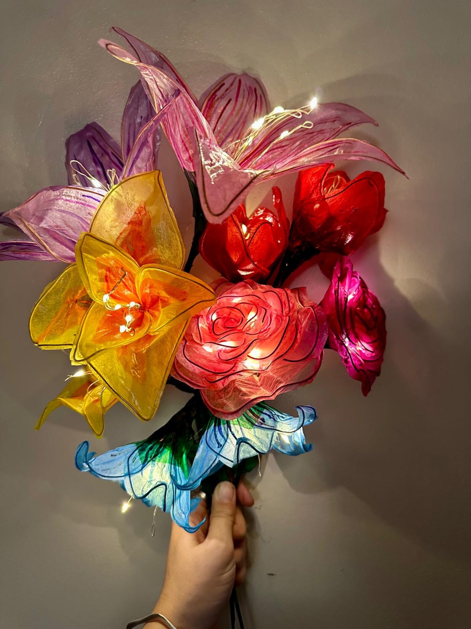 Bright Paper Roses Handmade Paper Rose With LED Fairy Lights: Unique Home Decor - Etsy