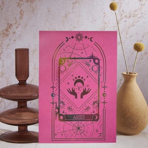 A5 sterrenbeeld sterrenbeeld regenboog folie print Home decor, kunst aan de muur, astrologie print, horoscoop, donkere academische wereld, tarotkaart, Booktok kunst aan de muur magisch