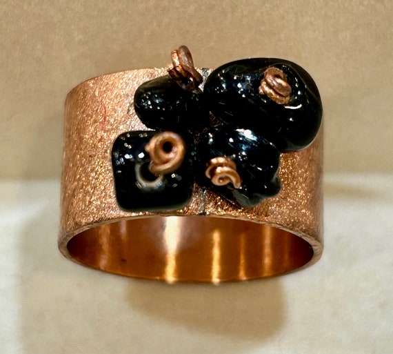 Copper Ring with black beads - image 1