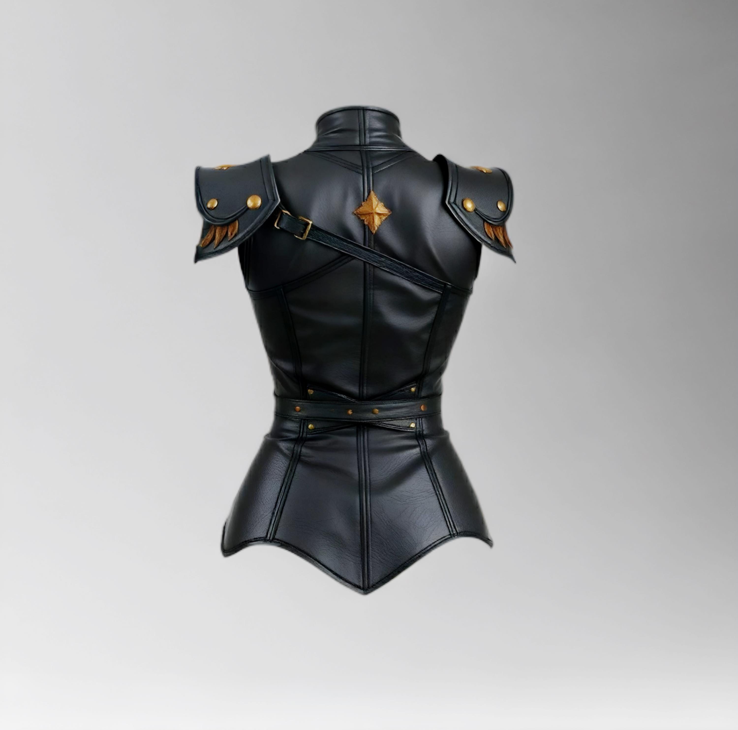 Genuine Black Leather Women's Fantasy Armor | Handcrafted Gothic