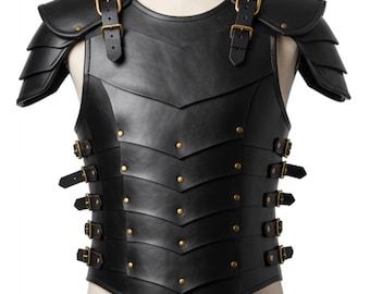 Medieval Leather Armor Set – Handcrafted Full Body Armor with Shoulder Pauldrons – LARP, Renaissance Fair, Cosplay & Collector’s Piece
