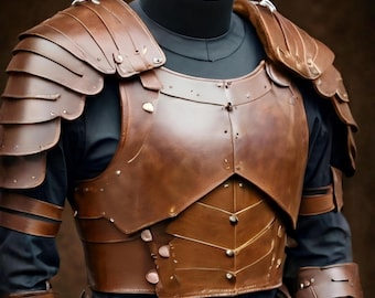 Medieval Leather Armor Set – Handcrafted Full Body Armor with Shoulder Pauldrons – LARP, Renaissance Fair, Cosplay & Collector’s Piece