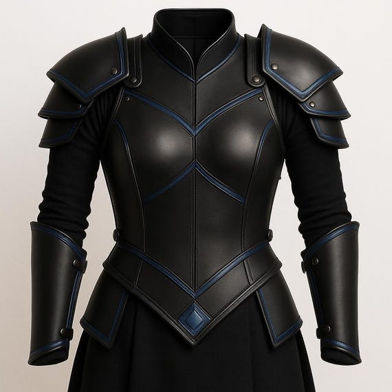 Handmade Women's Black Leather Fantasy Armor Costume – Medieval