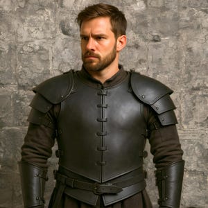 Medieval Leather Armor Set – Handcrafted Full Body Chest Armor with Shoulder Pauldrons – LARP, Renaissance Fair, Cosplay & Collector’s Piece