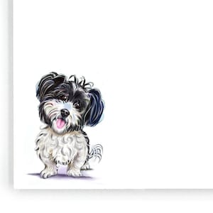 Shih Tzu notepad to-do list, black & white Shitzu dog gift, Shihtzu note pad, pet owner, stationery notes, can be gift wrapped, 4x6&quot;, 50 pgs