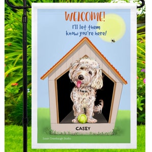 Personalized Goldendoodle flag, Labradoodle garden flag, Golden Doodle welcome sign, Front porch decor, Welcome porch sign, Outdoor decor