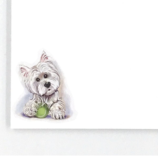 West Highland Terrier pet parent notepad gift for dog lover, Westie art on note pad, can be gift wrapped, teacher gift, 4x6, 50 pgs