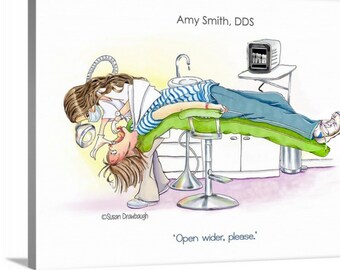 Custom dentist and dental hygienist gift for her, unique graduation gift, funny wall art print, personalized art, dentistry, 8x10, 11x14