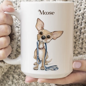 Chihuahua personalized dog mug, Chihuahua gifts, dog art on large mug, personalised ceramic pet mug, teacup chihuahua image 2
