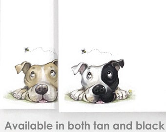 Pitbull art on to-do list notepad, black & white pit bull stationery, dog note pad, pit bull lover gift, can be gift wrapped, 4x6, 50 pgs