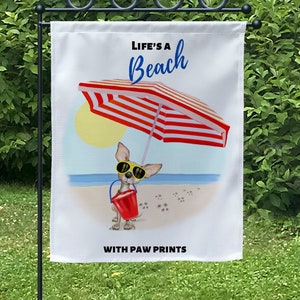 Chihuahua yard flags, lawn signs, chihuahua art, welcome flags, beachy decor, lake house sign, summer flags, chihuahua miniature,  gifts