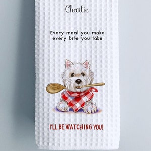Westie Tea Towel Personalized, West Highland Terrier Dog Tea Towel, Westie Gift, Westie Gifts, Tea Towel Hostess Gift, Dog Mom Kitchen Towel