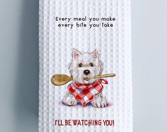 Westie Tea Towel Personalized, West Highland Terrier Dog Tea Towel, Westie Gift, Westie Gifts, Tea Towel Hostess Gift, Dog Mom Kitchen Towel