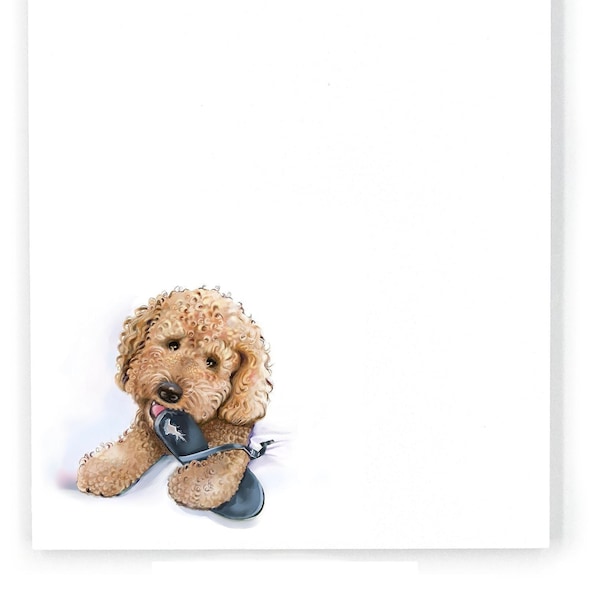 Mini goldendoodle pet parent gift, dog notepad for dog lover, pet sitter, doodle mom gift, to do list, can be gift wrapped, 4x6, 50 pgs