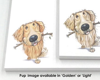 Golden Retriever art on notepad, pet parent gift, dog note pad for dog lover, pet sitter gift, to do list, can be gift wrapped, 4x6”, 50 pgs