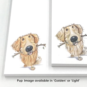 Golden Retriever art on notepad, pet parent gift, dog note pad for dog lover, pet sitter gift, to do list, can be gift wrapped, 4x6”, 50 pgs