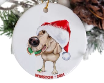 Yellow lab ornament personalized gift, memorial ornament, custom pet ornament, adopt a pet, labrador retriever decor, dog themed Christmas