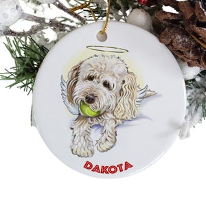 Personalized goldendoodle or labradoodle memorial ornament, dog loss ornaments, dog memorial, white golden doodle ornaments, rainbow bridge