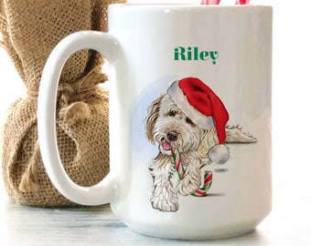 Personalized Goldendoodle or Labradoodle Christmas Mug for the Holidays, goldendoodle grandma, stocking stuffer, doodle mom, doodle dad