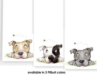 Pitbull art on to-do list notepad, black & white pit bull stationery, dog note pad, pit bull lover gift, can be gift wrapped, 4x6, 50 pgs