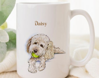 Personalized Goldendoodle or Labradoodle Mug for Doodle Mom, Golden Doodle Veterinarian Gift, Doodle Dad, Goldendoodle Art, Two Sizes