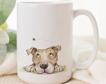 Personalized Pitbull mug, Pitbull mom gift, custom dog mug, pit bull, ceramic coffee cup, pet mug, dog lover, cute coffee mug,2 sizes