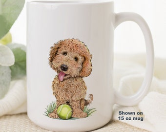 Personalized Mini Goldendoodle Mug for doodle mom, Red Golden Doodle, Veterinarian Gift, Large Coffee Mug, Dog Mom, Dog Dad, Two Sizes