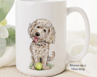 Personalized Goldendoodle or Labradoodle Mug for Doodle Mom, Golden Doodle Veterinarian Gift, Doodle Dad, Goldendoodle Art, Two Sizes