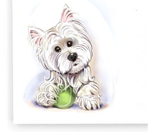 West Highland Terrier pet parent notepad gift for dog lover, Westie art on note pad, can be gift wrapped, teacher gift, 4x6, 50 pgs