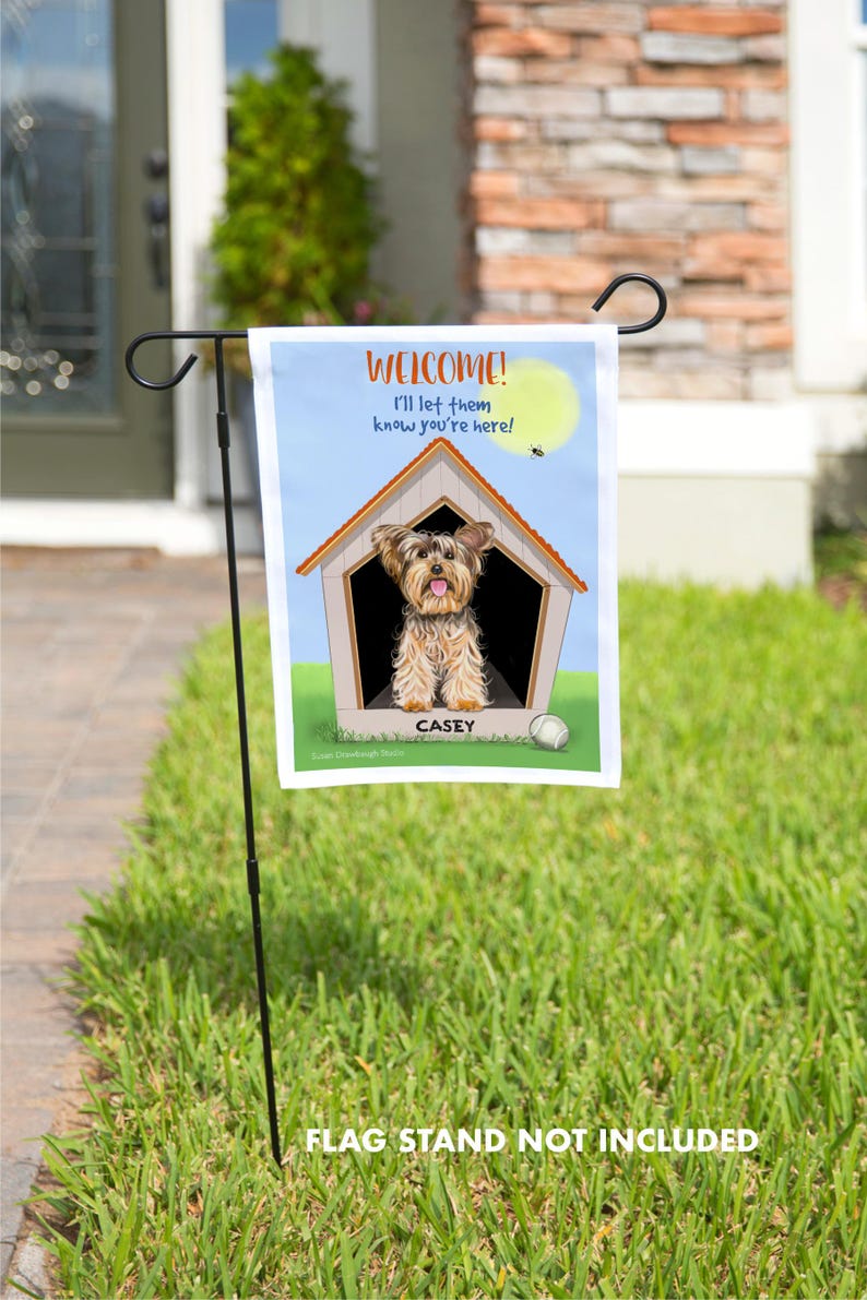 Personalized Yorkshire Terrier on Yard Flag, Outdoor Decor, Yorkie Art ...