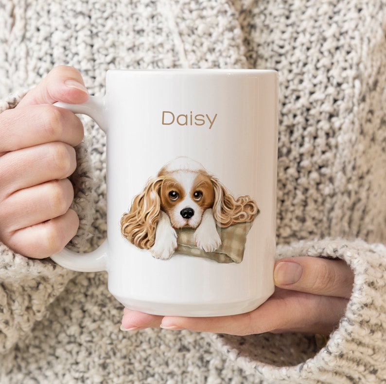 Personalized Cavalier King Charles Spaniel mug, Cavalier Dog, Personalized Dog Mug, Dog Lover gifts, Pet Parent Gift, Dog Mom, 2 sizes image 2