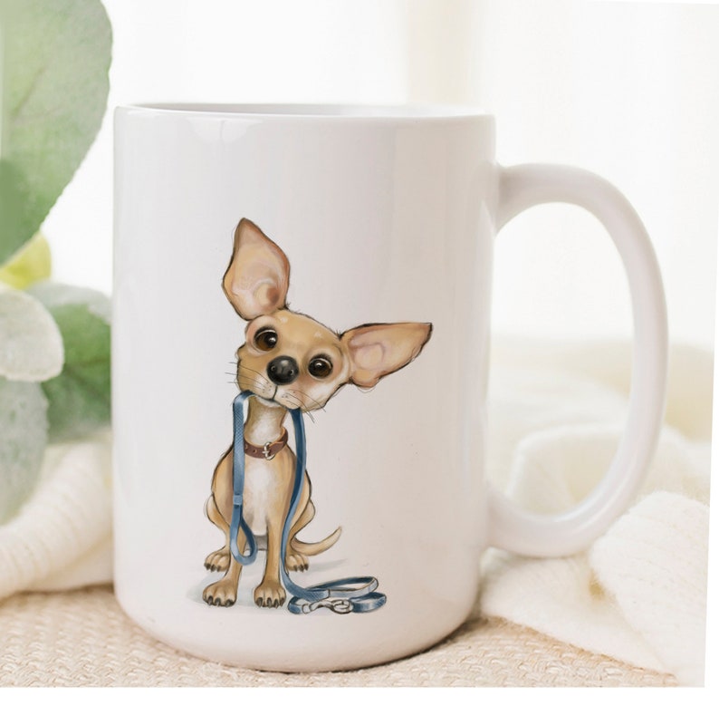 Chihuahua personalized dog mug, Chihuahua gifts, dog art on large mug, personalised ceramic pet mug, teacup chihuahua image 1