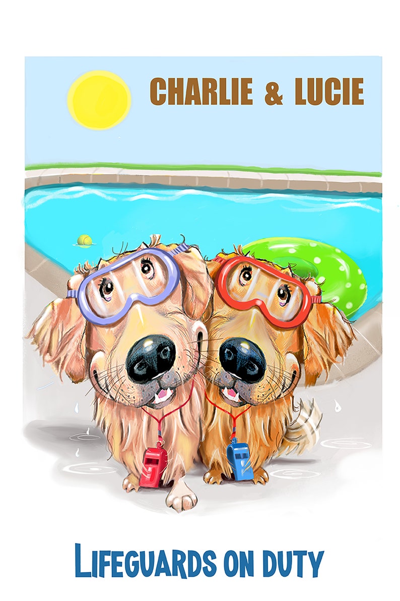 Personalized Golden Retriever garden flags, pool flag, dog yard flag, pool gift, pool decor, can put 2 Playful Pups together on one flag image 3