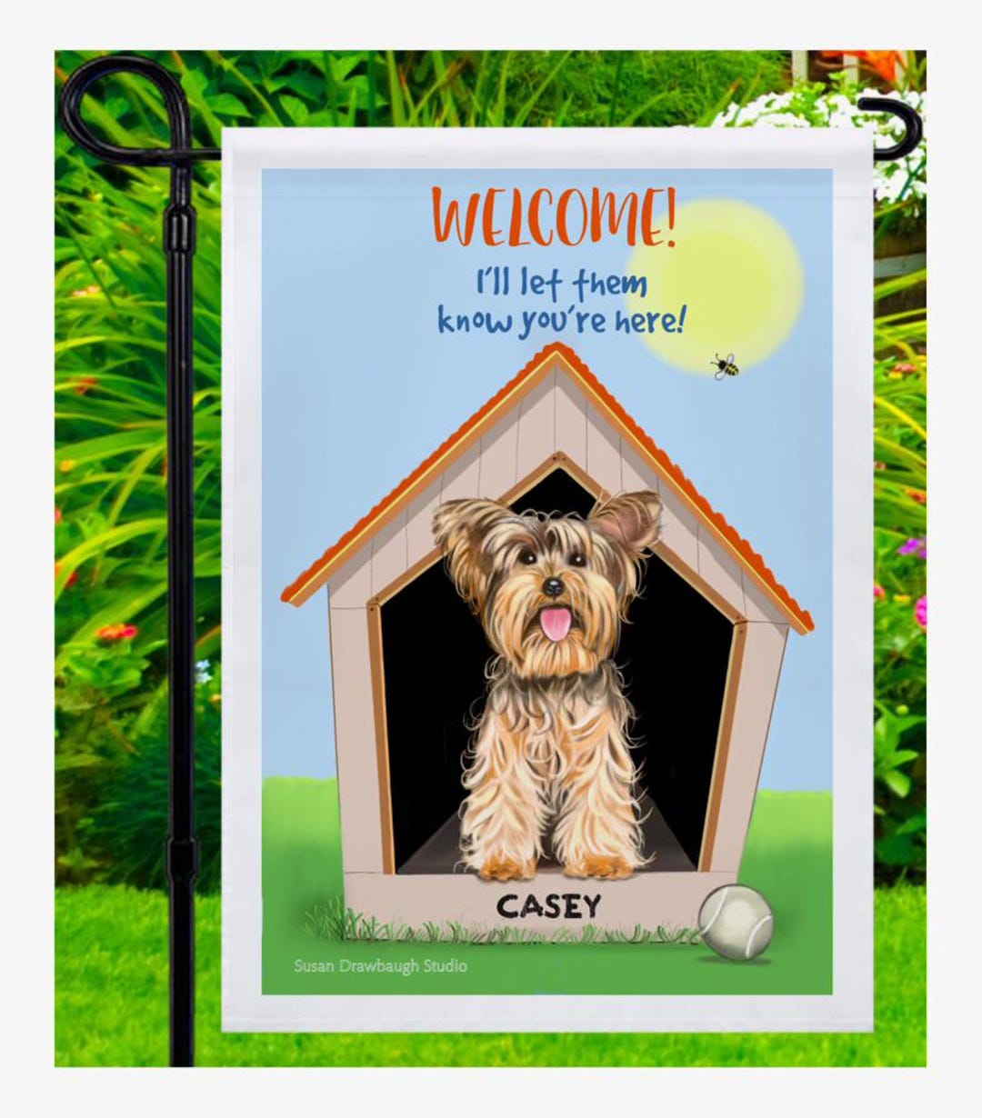 Personalized Yorkshire Terrier on Yard Flag, Outdoor Decor, Yorkie Art ...