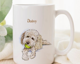 Personalized Goldendoodle or Labradoodle Mug for Doodle Mom, Golden Doodle Veterinarian Gift, Doodle Dad, Goldendoodle Art, Two Sizes