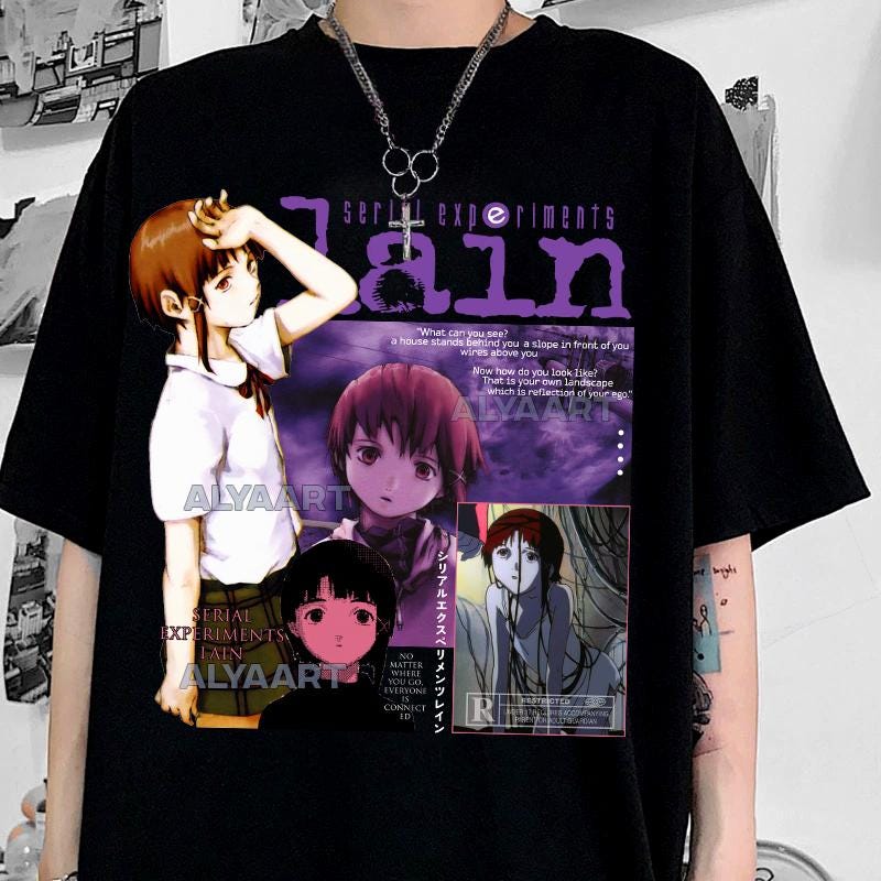 に*ฅ様 Vintage lain shirt Serial Experiments Lain Japanese T Shirt Unisex Adult Mens