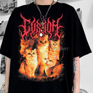 T-shirt personnalisé pour animaux de compagnie en métal lourd - T-shirt graphique unisexe pour les amoureux des chiens et des chats, chemise animal personnalisée, cadeau sympa pour propriétaire d'animal de compagnie, métal personnalisable