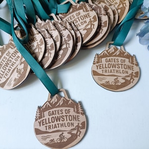 Custom Design. Wood Medal. Running. Laser Engraved. Hand Finished. Neck Awards