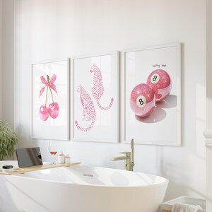 Coquette Room Decor Art Prints: Cherry Bow, Cheetah, 8 Ball - Set of 3 image 5