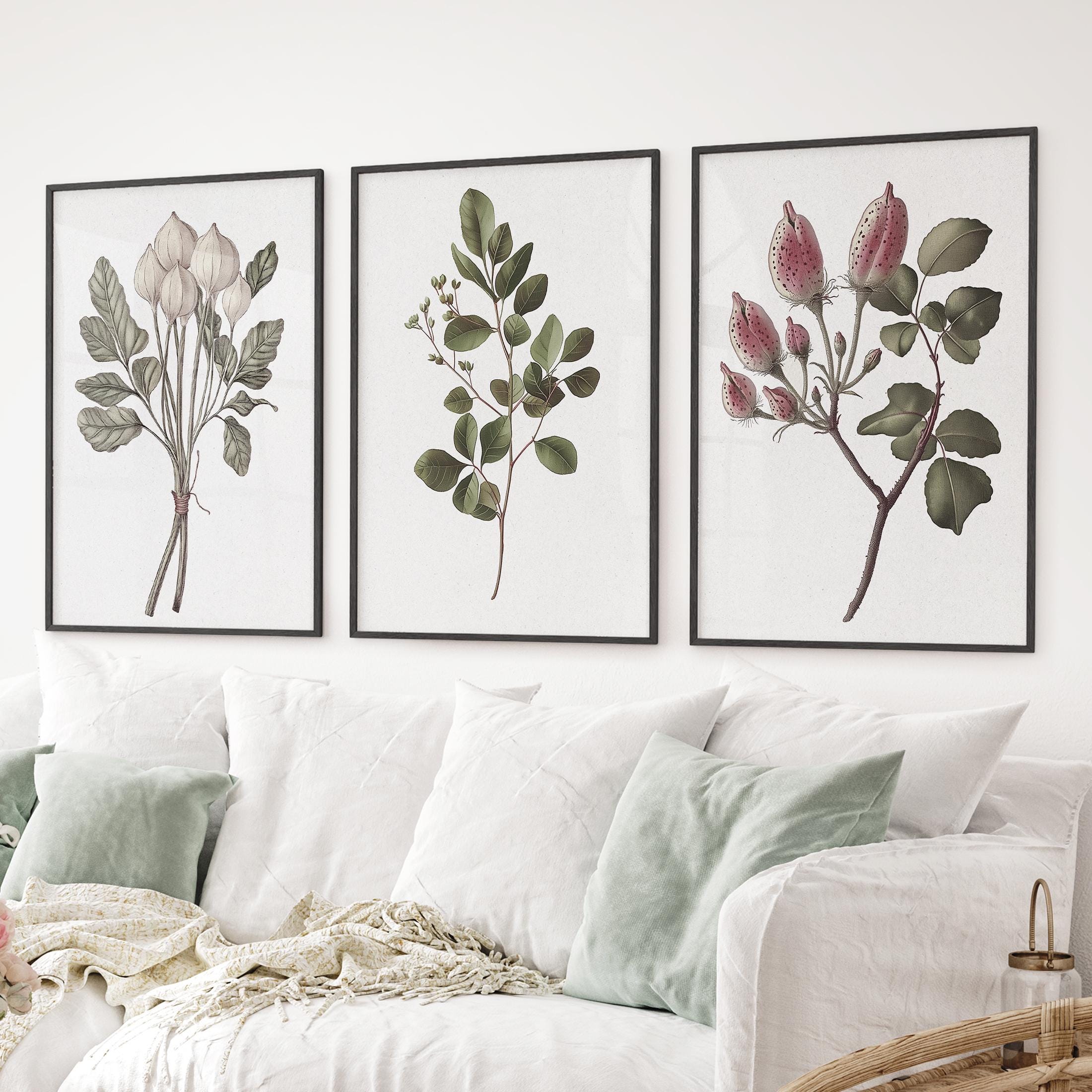 Vintage Botanical Prints Set: Neutral Flower Art, French Country Decor ...