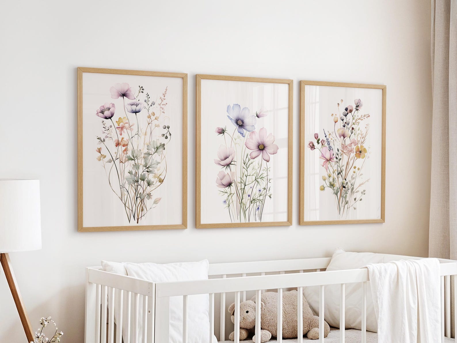 Set of 3 Wildflowers Watercolor, Botanical Wall Art Decor, Floral Art ...