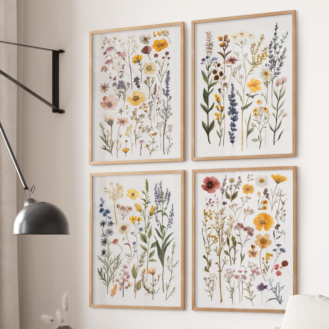 Wildflower Watercolor Art Print Set: Colorful Botanical Wall Decor - Etsy