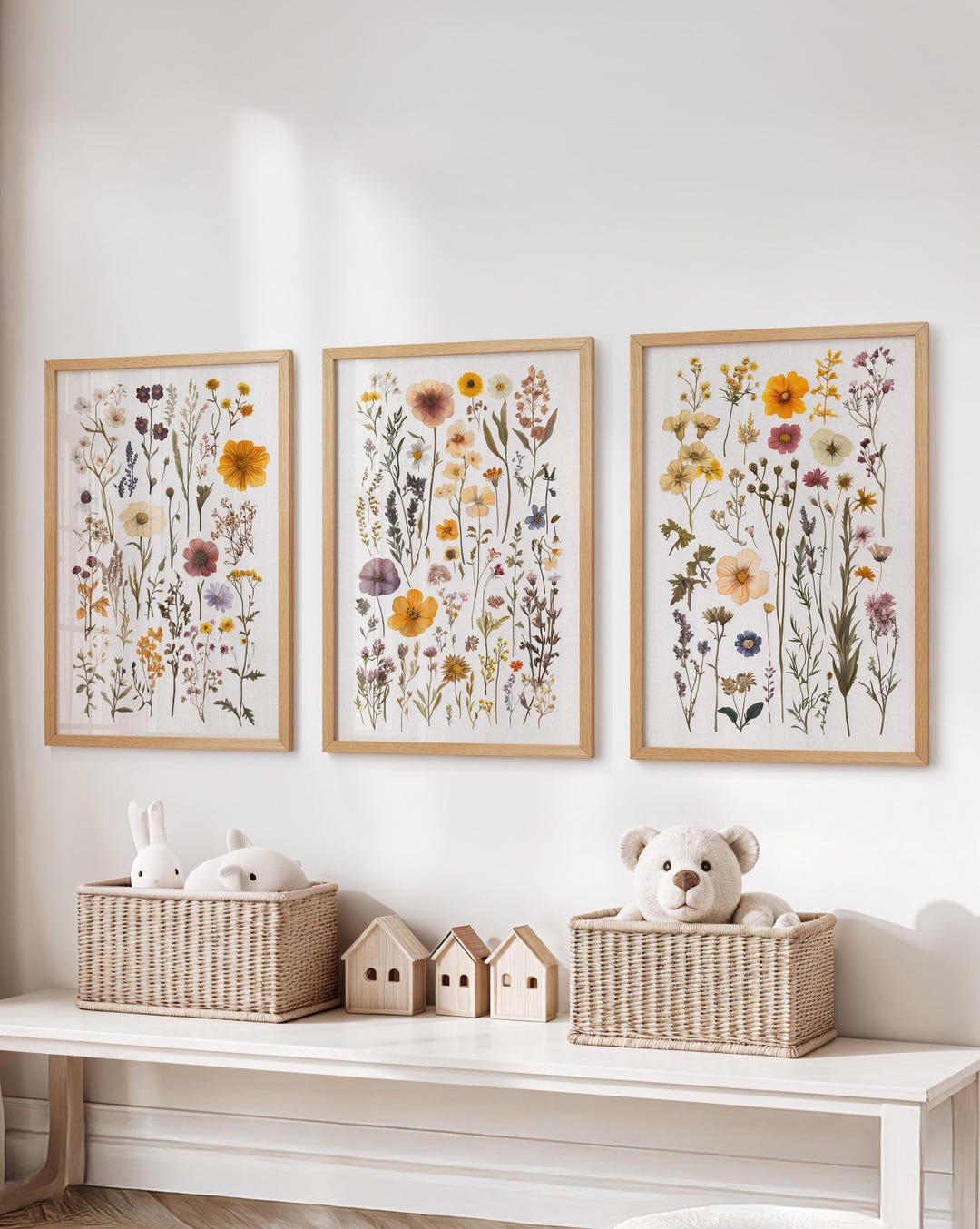 Colorful Botanical Print Set of 3, Wildflower Art, Floral Nursery Wall ...