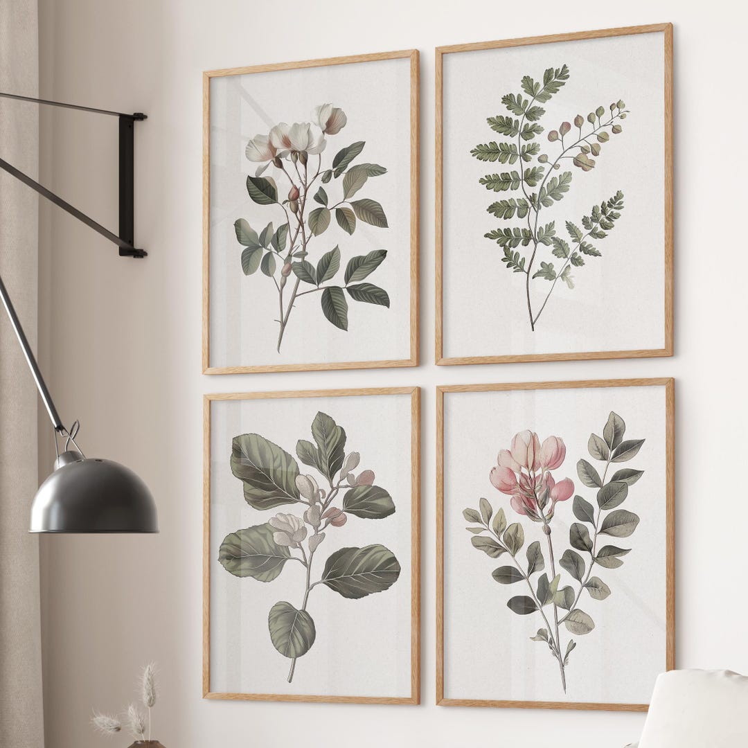 Vintage Botanical Print Set of 4: Floral Watercolor Wall Art - Etsy
